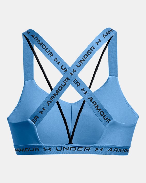 Damen UA Crossback Low Sport-BH, Blue, pdpMainDesktop image number 10